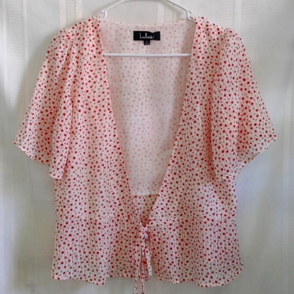 Lulus women's small sheer polka dot overblouse